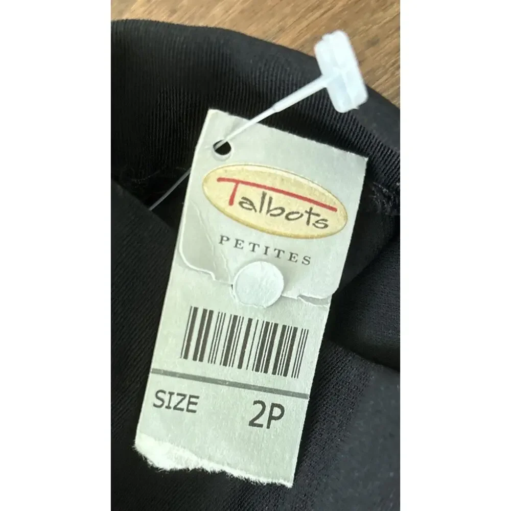 Talbots Petites Black Blazer Mandarin Collar Flap Pockets Size 2P Button Up Top
